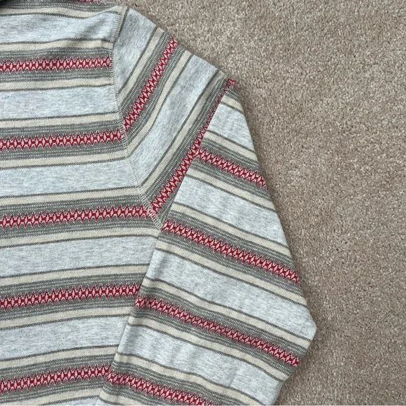 Lucky Brand Knit Wear Hoodie Large Gray & Red Stripe Pullover Casual Preppy Men - Picture 4 of 15